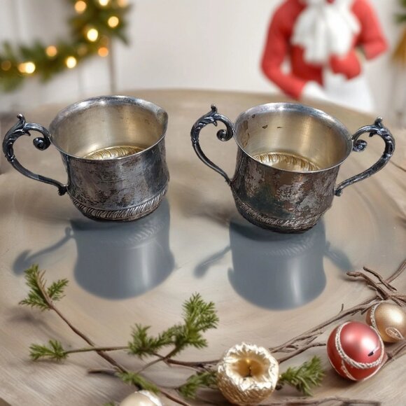 Cream and Sugar Set Silver Plate On Copper Vintage - Picture 3 of 12